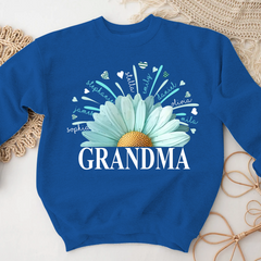 Lofaris Blue Daisy Flower Heart Grandma Kids Love Sweatshirt