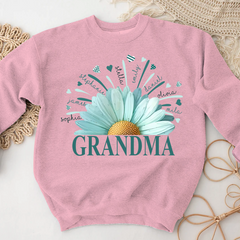 Lofaris Blue Daisy Flower Heart Grandma Kids Love Sweatshirt