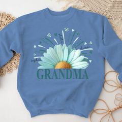 Lofaris Blue Daisy Flower Heart Grandma Kids Love Sweatshirt