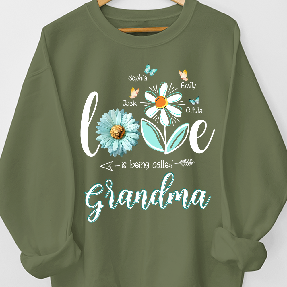 Lofaris Blue Daisy Flower Love Butterflies Grandma Sweatshirts