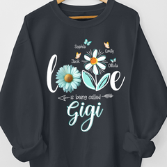 Lofaris Blue Daisy Flower Love Butterflies Grandma Sweatshirts