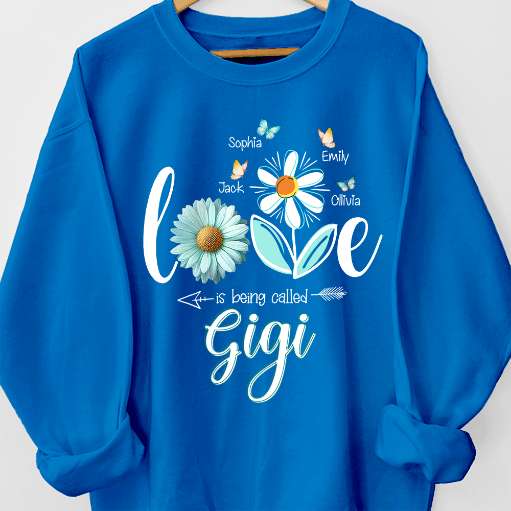 Lofaris Blue Daisy Flower Love Butterflies Grandma Sweatshirts