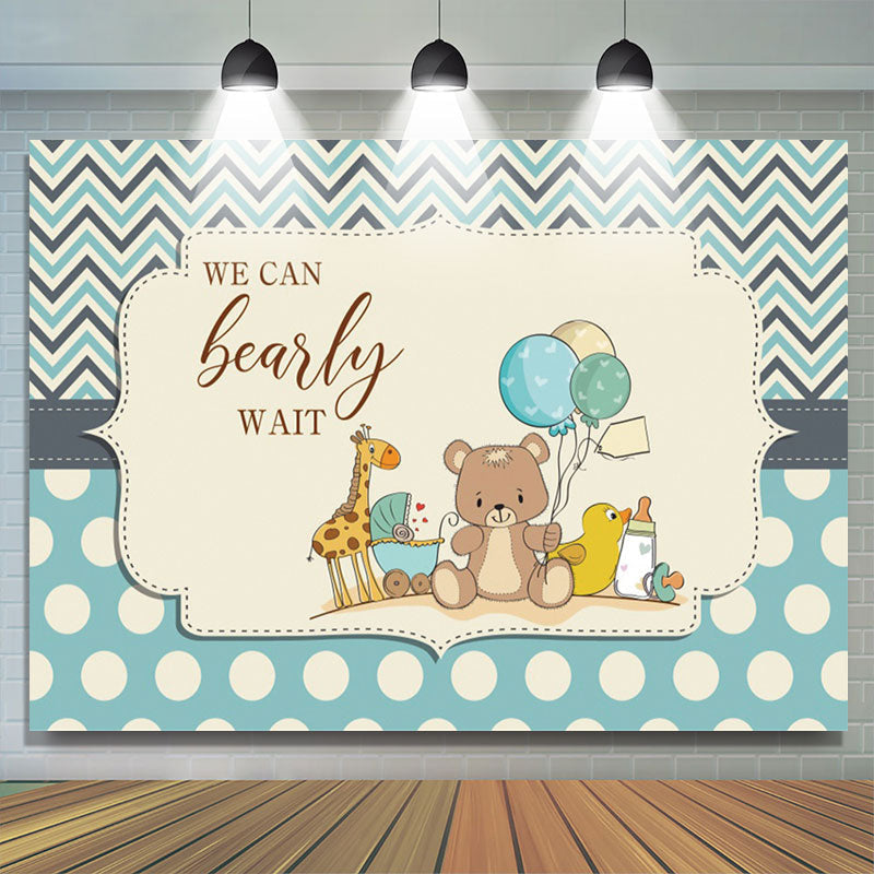 Lofaris Blue Dots Teddy Bear Balloon Baby Shower Backdrop