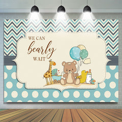 Lofaris Blue Dots Teddy Bear Balloon Baby Shower Backdrop