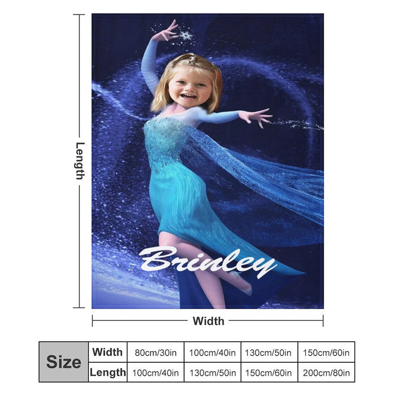 Lofaris Blue Dressed Ice Magic Princess Custom Photo Blanket