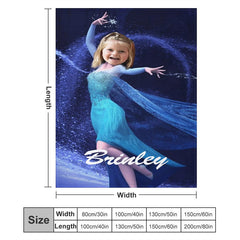 Lofaris Blue Dressed Ice Magic Princess Custom Photo Blanket