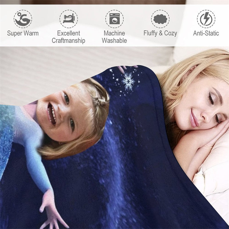Lofaris Blue Dressed Ice Magic Princess Custom Photo Blanket
