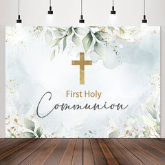 Lofaris Blue First Holy Communion Leaves Baptism Backdrop