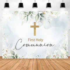 Lofaris Blue First Holy Communion Leaves Baptism Backdrop