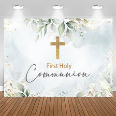 Lofaris Blue First Holy Communion Leaves Baptism Backdrop