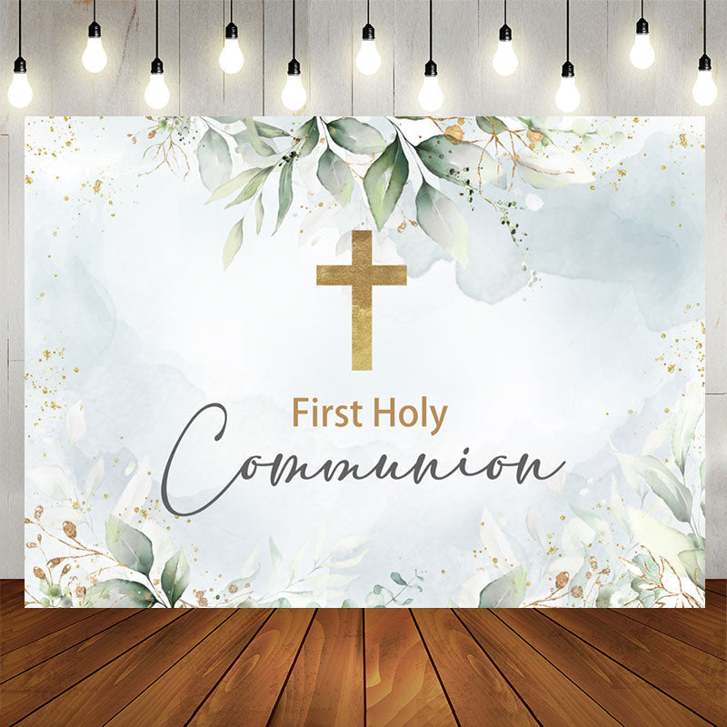 Lofaris Blue First Holy Communion Leaves Baptism Backdrop