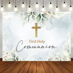Lofaris Blue First Holy Communion Leaves Baptism Backdrop