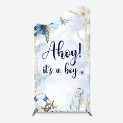 Lofaris Blue Floral Ahoy Its A Boy Baby Shower Arch Backdrop