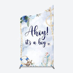 Lofaris Blue Floral Ahoy Its A Boy Baby Shower Arch Backdrop