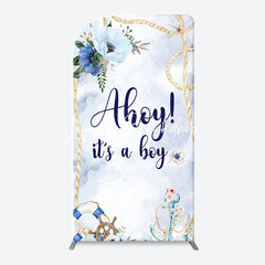 Lofaris Blue Floral Ahoy Its A Boy Baby Shower Arch Backdrop