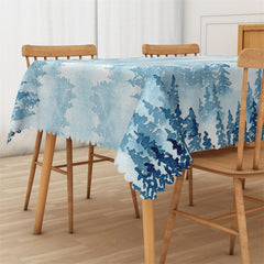 Lofaris Blue Foggy Forest Bohemian Rectangle Tablecloth