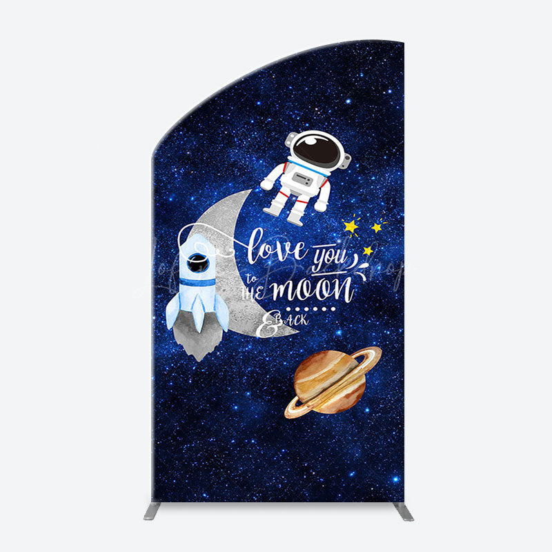 Lofaris Blue Galaxy Astronaut Star Arch Baby Shower Backdrop