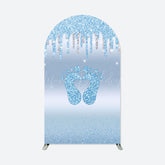 Lofaris Blue Glitter Footprints Baby Shower Arch Backdrop