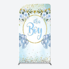 Lofaris Blue Gold Floral Its A Boy Baby Shower Arch Backdrop