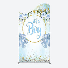 Lofaris Blue Gold Floral Its A Boy Baby Shower Arch Backdrop