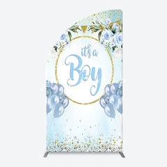 Lofaris Blue Gold Floral Its A Boy Baby Shower Arch Backdrop