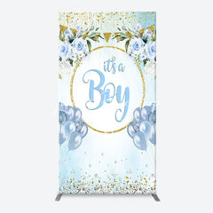 Lofaris Blue Gold Floral Its A Boy Baby Shower Arch Backdrop
