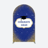 Lofaris Blue Gold Glitter Cap Congrats Grad Arch Backdrop