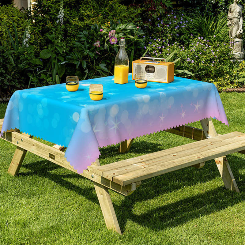 Lofaris Blue Gradient Pink Glitter Bokeh Rectangle Tablecloth