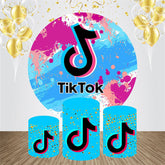 Lofaris Blue Graffiti Musical Round Birthday Backdrop Kit