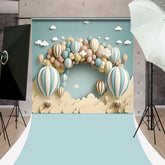 Lofaris Blue Hot Air Balloons Clouds Sweep Photo Backdrop