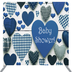 Lofaris Blue Kitted Hearts Baby Shower Backdrop Cover For Boys