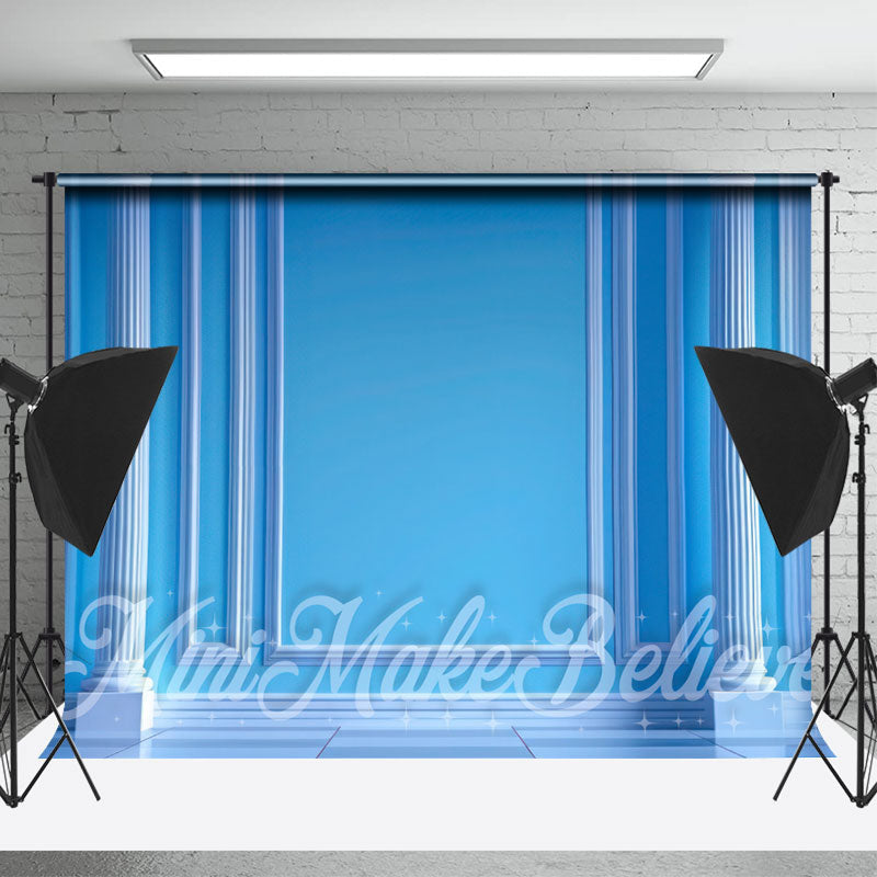 Lofaris Blue Luxury Palace Vintage Wall Backdrop For Photo