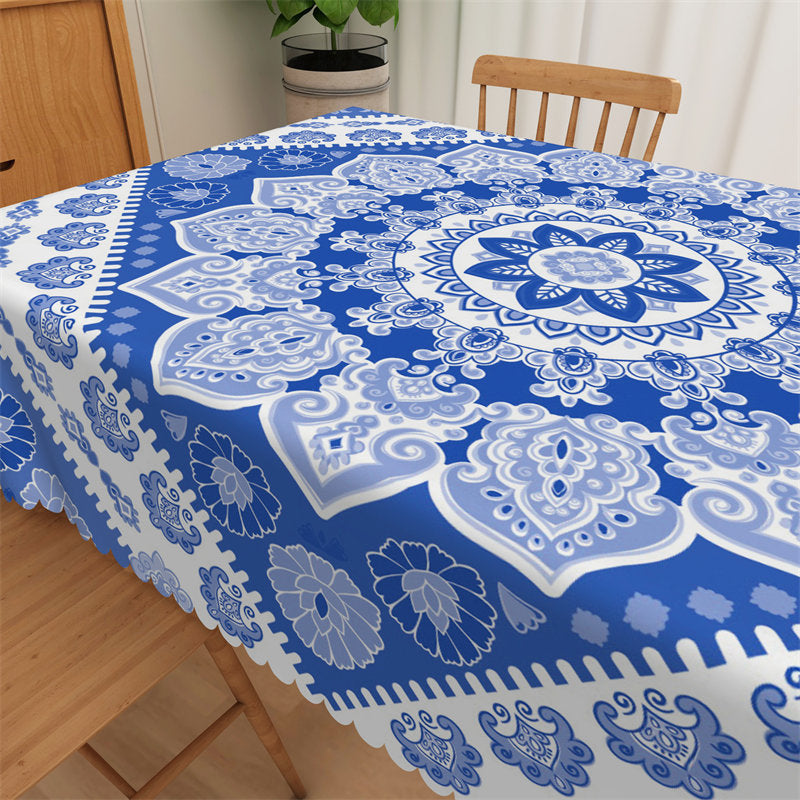 Lofaris Blue Manda Pattern Artistic Waterproof Tablecloth