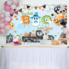 Lofaris Blue Melted Cute Boo Halloween Baby Shower Backdrop