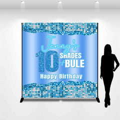 Lofaris Blue Metal Texture Glitter Custom Birthday Backdrop