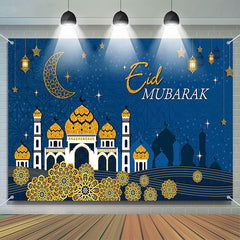 Lofaris Blue Night Cultural Palace Flower Eid Mubarak Backdrop