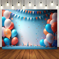 Lofaris Blue Orange Balloons Confetti 1st Birthday Backdrop