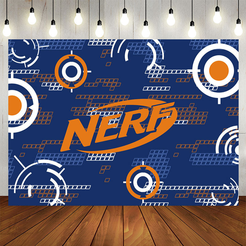 Lofaris Blue Orange Nerf Theme Game Party Backdrop For Boy
