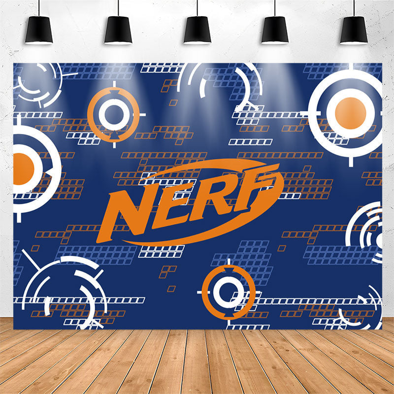 Lofaris Blue Orange Nerf Theme Game Party Backdrop For Boy