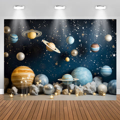Lofaris Blue Outer Space Cosmic Planet Birthday Backdrop