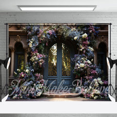 Lofaris Blue Palace Door Floral Vine Arch Flower Backdrop