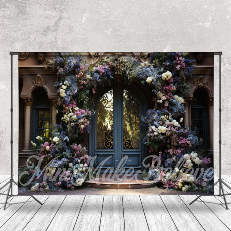 Lofaris Blue Palace Door Floral Vine Arch Flower Backdrop