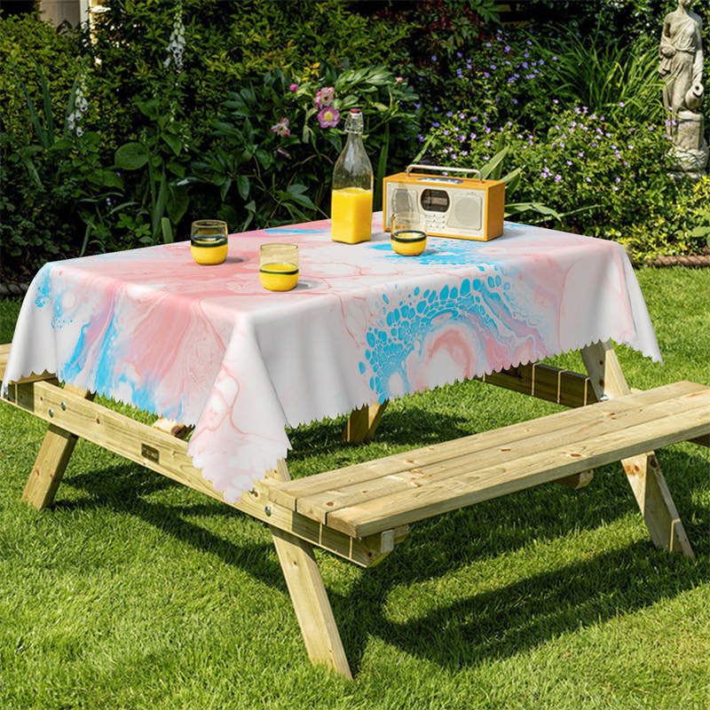 Lofaris Blue Pink Abstract Painting Rectangle Tablecloth