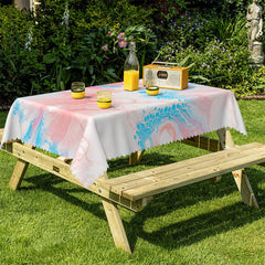 Lofaris Blue Pink Abstract Painting Rectangle Tablecloth