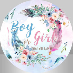 Lofaris Blue Pink Feather Floral Backdrop Kit For Gender Reveal