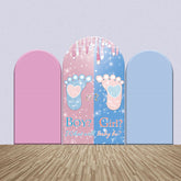 Lofaris Blue Pink Footprints Gender Reveal Arch Backdrop Kit
