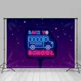 Lofaris Blue Pink Neon Bus Back To School Party Backdrop
