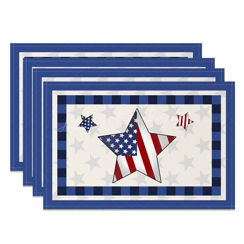 Lofaris Blue Plaid Flag Independence Day Set Of 4 Placemats