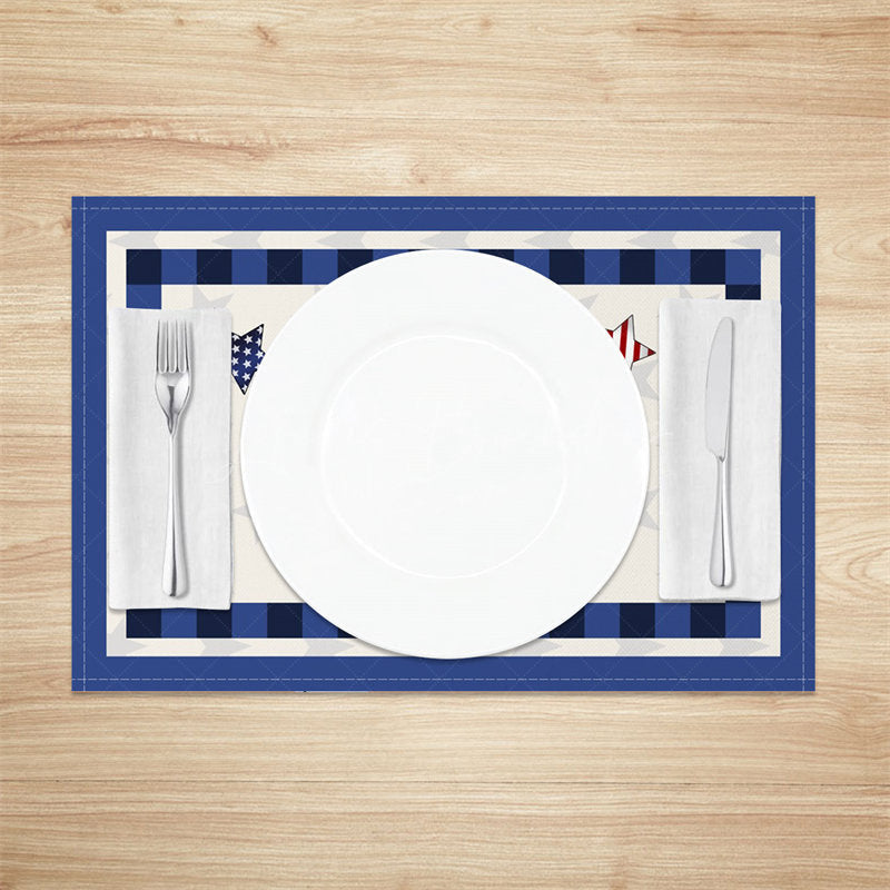 Lofaris Blue Plaid Flag Independence Day Set Of 4 Placemats