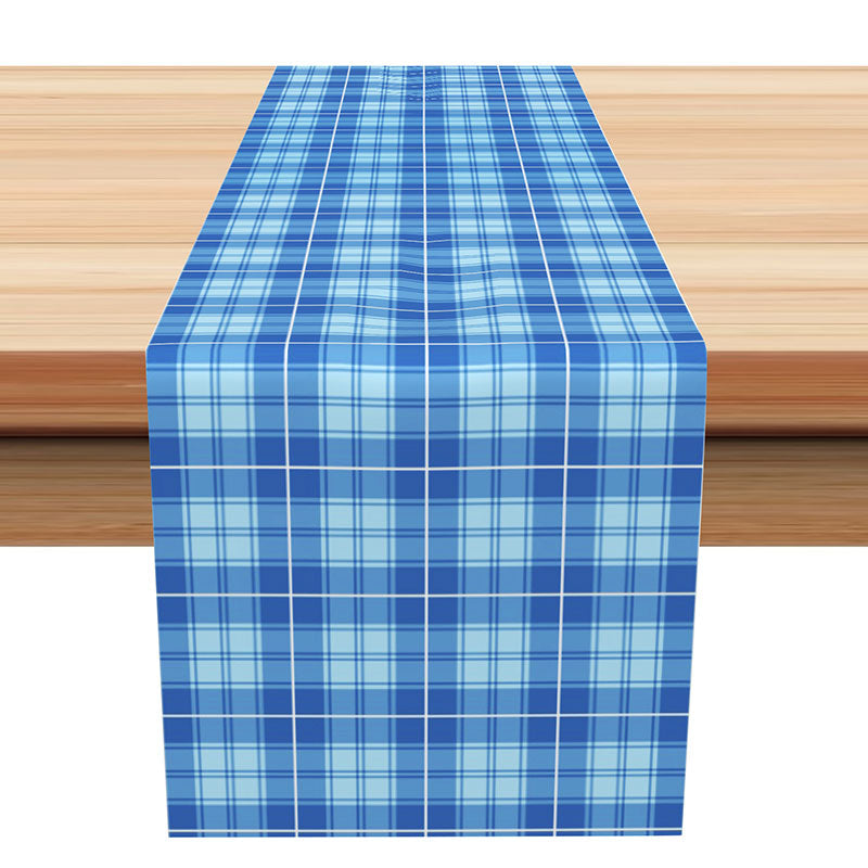 Lofaris Blue Plaid Patterns Nordic Dining Room Table Runner